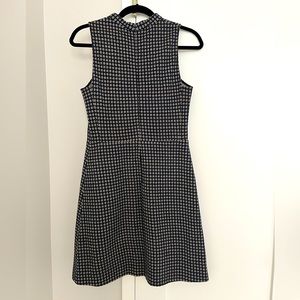 Theory Seraon Palmetto Knit Geometric Print Navy Sleeveless Dress